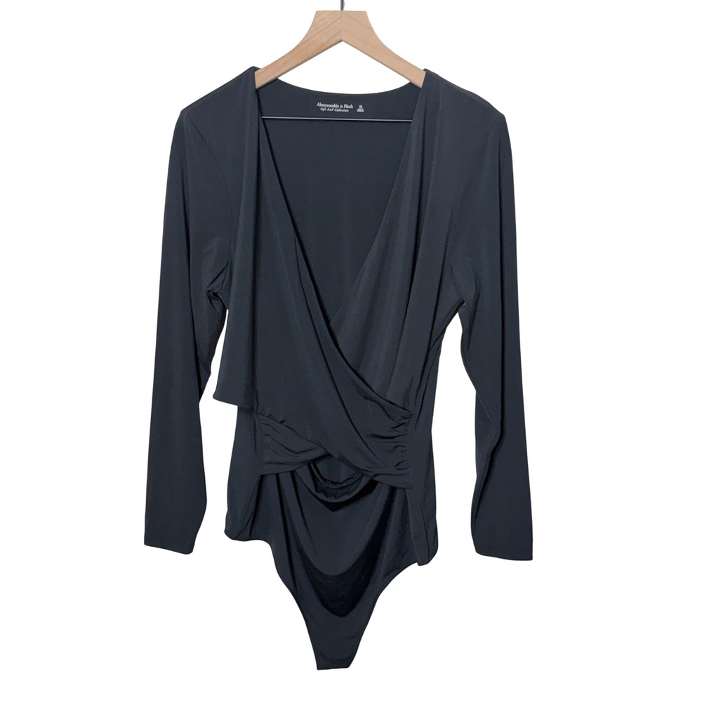Abercrombie & Fitch Soft‎ A&F Collection Black Wrap Front Bodysuit - Size XL